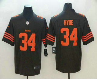 Men's Cleveland Browns #34 Carlos Hyde Brown 2016 Color Rush Stitched NFL Nike Limited Jersey