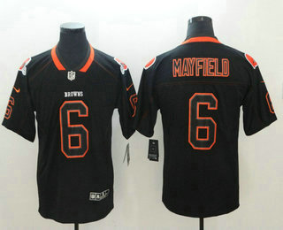 Men's Cleveland Browns #6 Baker Mayfield 2018 Black Lights Out Color Rush Stitched NFL Nike Limited Jersey