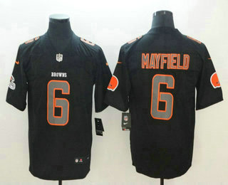 Men's Cleveland Browns #6 Baker Mayfield Black 2018 Fashion Impact Black Color Rush Stitched NFL Nike Limited Jersey