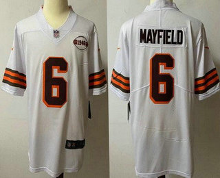 Men's Cleveland Browns #6 Baker Mayfield Limited White Alternate Vapor Jersey