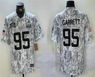 Men's Cleveland Browns #95 Myles Garrett Arctic Camo 2024 FUSE Salute to Service Limited Stitched Jersey