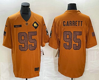 Men's Cleveland Browns #95 Myles Garrett Brown 2023 Salute To Service Limited Stitched Jersey