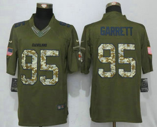 Men's Cleveland Browns #95 Myles Garrett Green Salute To Service Stitched NFL Nike Limited Jersey