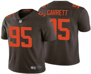 Men's Cleveland Browns #95 Myles Garrett Limited Brown Alternate Vapor Jersey