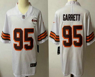 Men's Cleveland Browns #95 Myles Garrett Limited White Alternate Vapor Jersey