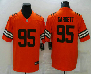 Men's Cleveland Browns #95 Myles Garrett Orange 2021 Inverted Legend Stitched Nike Limited Jersey