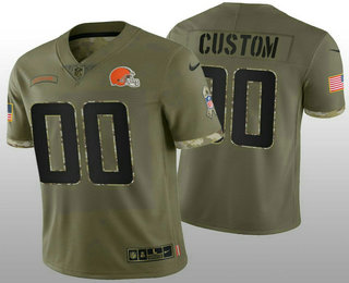 Men's Cleveland Browns ACTIVE PLAYER Custom Olive 2022 Salute To Service Limited Stitched Jersey