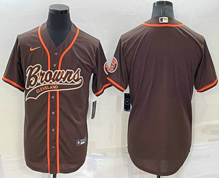 Men's Cleveland Browns Blank Brown Stitched MLB Cool Base Nike Baseball Jersey