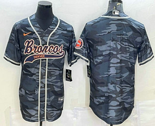 Men's Cleveland Browns Blank Grey Camo With Patch Cool Base Stitched Baseball Jersey