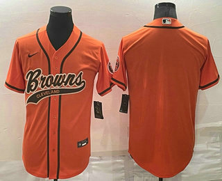 Men's Cleveland Browns Blank Orange Stitched MLB Cool Base Nike Baseball Jersey