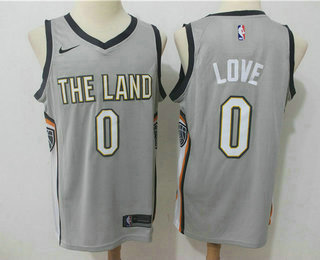 Men's Cleveland Cavaliers #0 Kevin Love Grey 2017-18 Nike City Edition Swingman Jersey