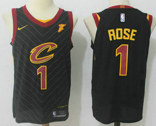 Men's Cleveland Cavaliers #1 Derrick Rose Black 2017-2018 Nike Authentic Goodyear Stitched NBA Jersey