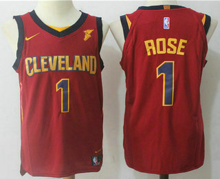 Men's Cleveland Cavaliers #1 Derrick Rose New Burgundy Red 2017-2018 Nike Swingman Stitched NBA Jersey