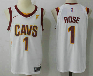 Men's Cleveland Cavaliers #1 Derrick Rose White 2017-2018 Nike Authentic Goodyear Stitched NBA Jersey