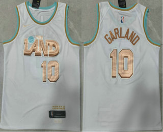 Men's Cleveland Cavaliers #10 Darius Garland 2023 White City Edition Stitched Jersey