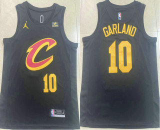 Men's Cleveland Cavaliers #10 Darius Garland Black 2023 Jordan Swingman Stitched Jersey With Sponsor