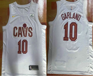 Men's Cleveland Cavaliers #10 Darius Garland White 2023 Nike Swingman Stitched Jersey With Sponsor