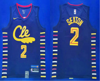 Men's Cleveland Cavaliers #2 Collin Sexton Navy Blue 2020 City Edition NBA Swingman Jersey