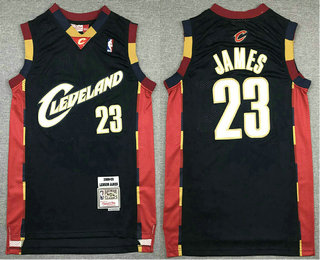 Men's Cleveland Cavaliers #23 LeBron James 2008-09 Navy Blue Hardwood Classics Soul Swingman Throwback Jersey