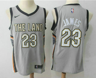 Men's Cleveland Cavaliers #23 LeBron James Grey 2017-18 Nike City Edition Swingman Jersey