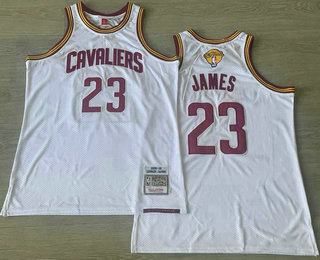 Men's Cleveland Cavaliers #23 LeBron James White 2015 Throwback AU Jersey