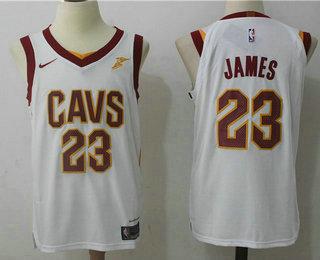 Men's Cleveland Cavaliers #23 LeBron James White 2017-2018 Nike Authentic Goodyear Stitched NBA Jersey