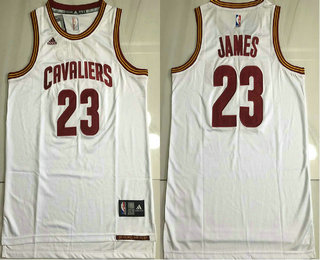 Men's Cleveland Cavaliers #23 LeBron James White Revolution 30 AU Jersey