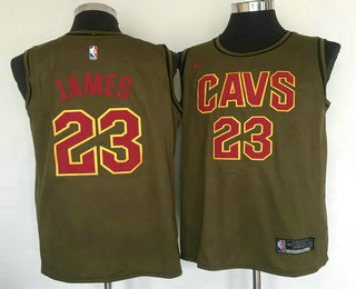 Men's Cleveland Cavaliers #23 Lebron James Olive Stitched Nike Swingman Jersey