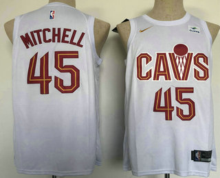 Men's Cleveland Cavaliers #45 Donovan Mitchell White 2023 Nike Swingman Stitched Jersey With Sponsor