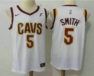 Men's Cleveland Cavaliers #5 J.R. Smith White 2017-2018 Nike Swingman Goodyear Stitched NBA Jersey