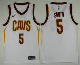 Men's Cleveland Cavaliers #5 J.R. Smith White 2017-2018 Nike Swingman Stitched NBA Jersey