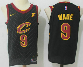 Men's Cleveland Cavaliers #9 Dwyane Wade Black 2017-2018 Nike Authentic Goodyear Stitched NBA Jersey