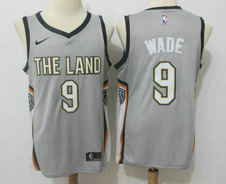 Men's Cleveland Cavaliers #9 Dwyane Wade Grey 2017-18 Nike City Edition Swingman Jersey