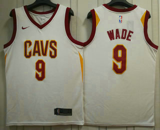 Men's Cleveland Cavaliers #9 Dwyane Wade White 2017-2018 Nike Swingman Stitched NBA Jersey