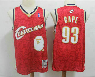 Men's Cleveland Cavaliers #93 Bape Mitchell & Ness x BAPE 2003-04 Red Swingman Jersey