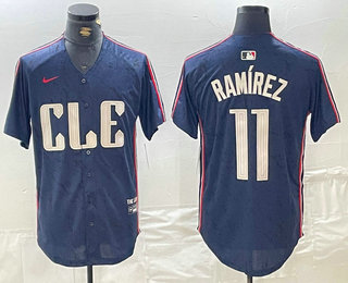 Men's Cleveland Guardians #11 Jose Ramirez Navy 2024 City Connect Limited Stitched Jersey