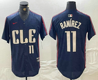 Men's Cleveland Guardians #11 Jose Ramirez Number Navy 2024 City Connect Limited Stitched Jersey