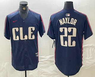 Men's Cleveland Guardians #22 Josh Naylor Navy 2024 City Connect Limited Stitched Jersey