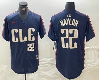 Men's Cleveland Guardians #22 Josh Naylor Number Navy 2024 City Connect Limited Stitched Jersey