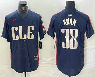 Men's Cleveland Guardians #38 Steven Kwan Navy 2024 City Connect Limited Stitched Jersey