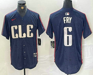 Men's Cleveland Guardians #6 David Fry Navy 2024 City Connect Limited Stitched Jersey