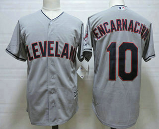 Men's Cleveland Indians #10 Edwin Encarnacion Gray Road Stitched MLB Majestic Cool Base Jersey