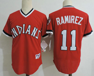 Men's Cleveland Indians #11 Jose Ramirez Red Pullover Cooperstown Collection Stitched MLB Majestic Cool Base Jersey