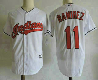 Men's Cleveland Indians #11 Jose Ramirez White Home Stitched MLB Majestic Cool Base Jersey