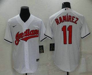 Men's Cleveland Indians #11 Jose Ramirez White Stitched MLB Cool Base Nike Jersey