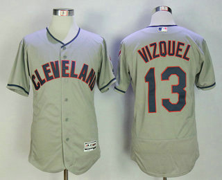 Men's Cleveland Indians #13 Omar Vizquel Retired Gray Road Stitched MLB Majestic Flex Base Jersey