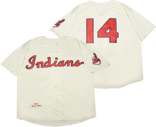 Men's Cleveland Indians #14 Larry Doby 1951 Cream Mitchell & Ness Throwback Jersey