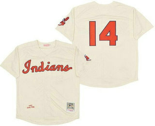 Men's Cleveland Indians #14 Larry Doby Cream 1951 Throwback Jersey