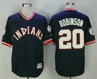 Men's Cleveland Indians #20 Frank Robinson 1994 Navy Blue Mitchell & Ness Throwback Jersey