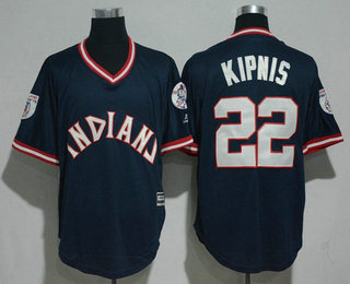 Men's Cleveland Indians #22 Jason Kipnis Navy Blue Pullover Majestic 1976 Turn Back the Clock Jersey